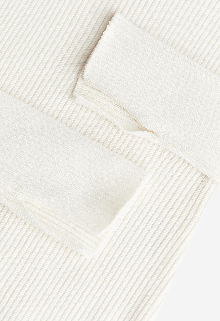 H&M - Square-neck rib-knit top - cream