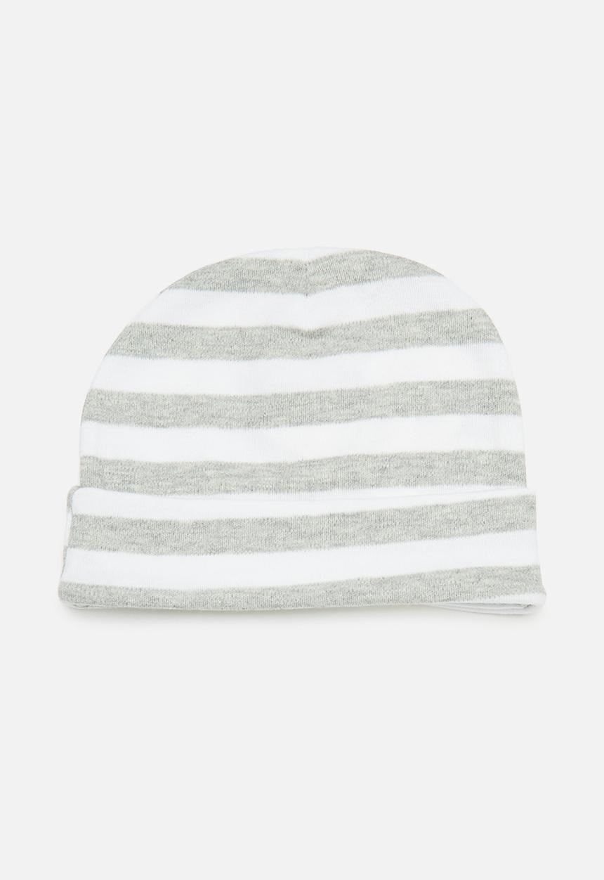 Pop Candy - Striped hat & mitten set - grey & white