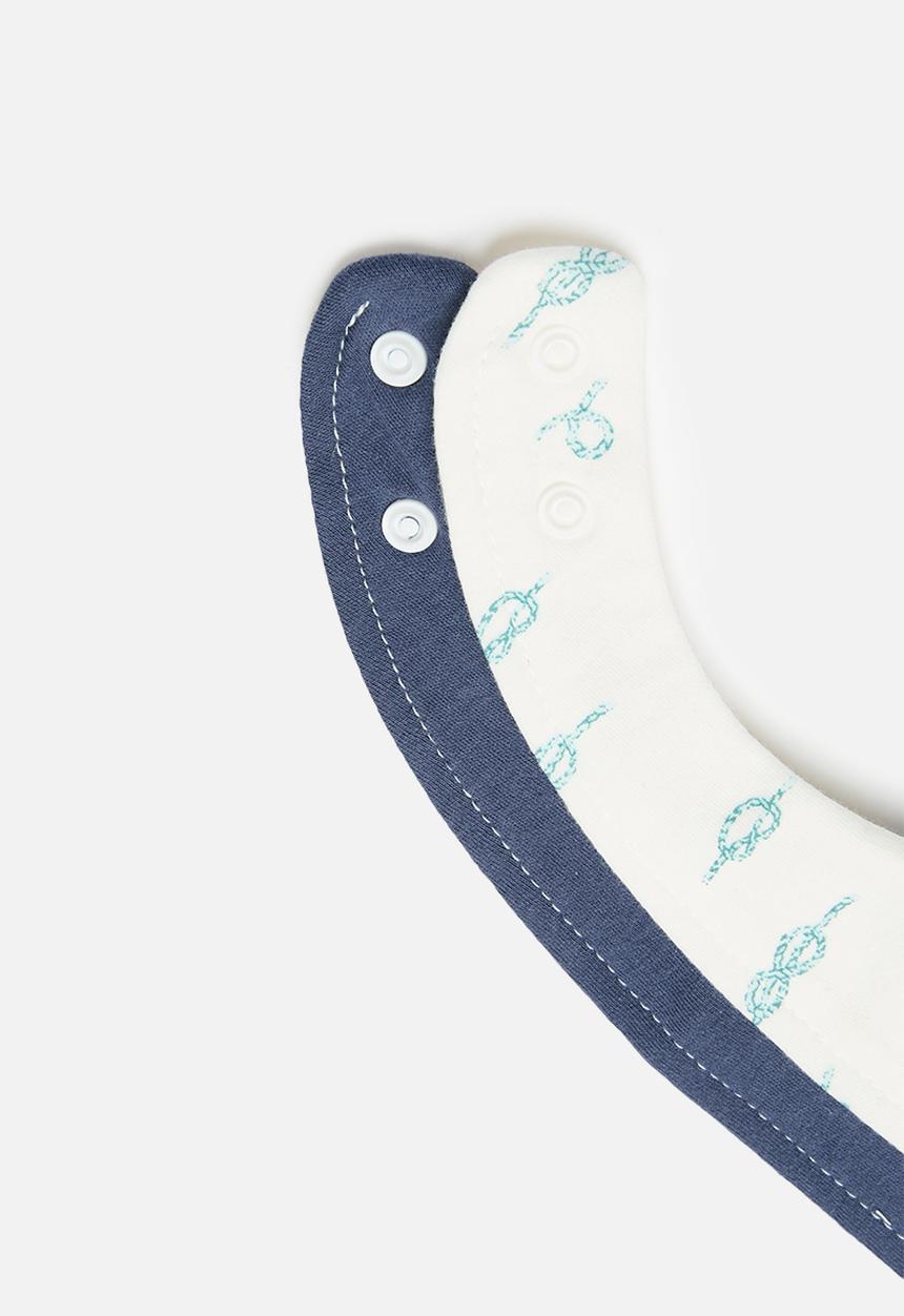 Pop Candy - 2 Pack bib set - blue & white