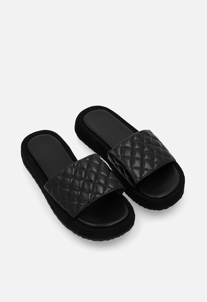 Pop Candy - Quilted platform sandals - black