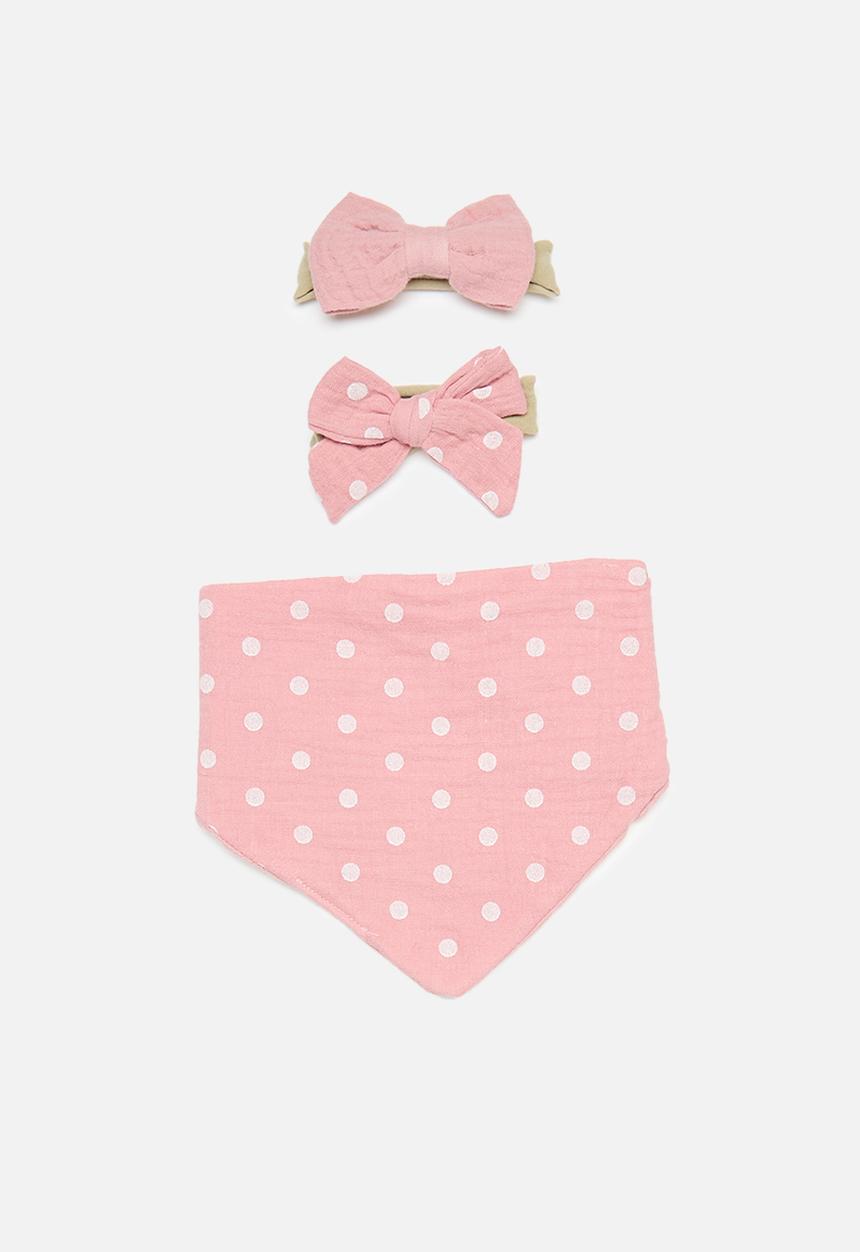 Pop Candy - Printed bib and hair band set - pink