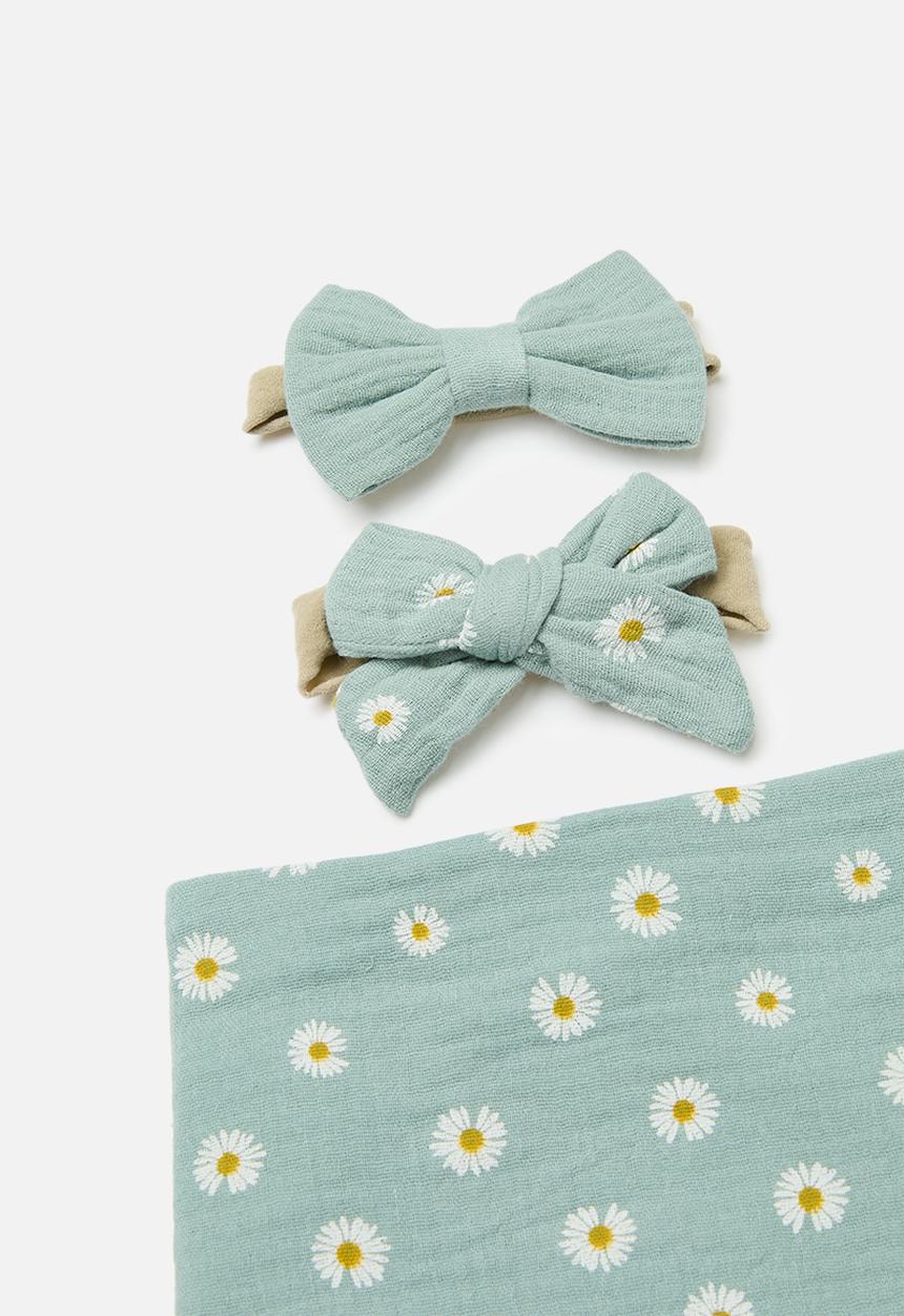 Pop Candy - Printed bib and hair band set - green