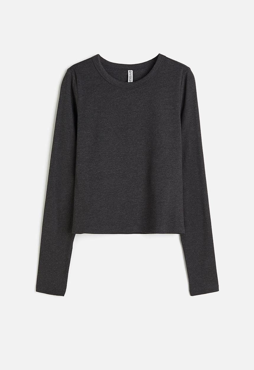H&M - Long-sleeved top - dark grey marl