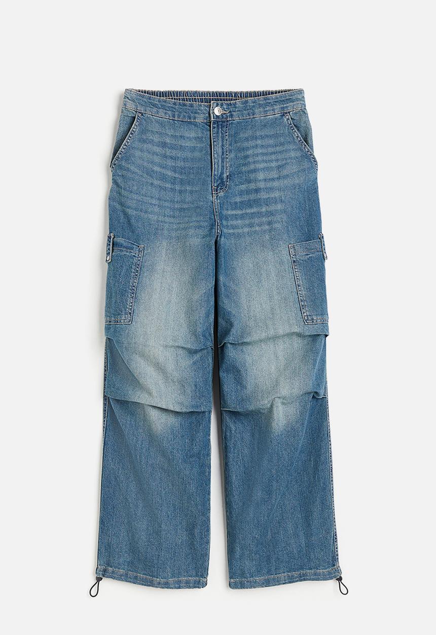 H&M - Denim parachute trousers - denim blue