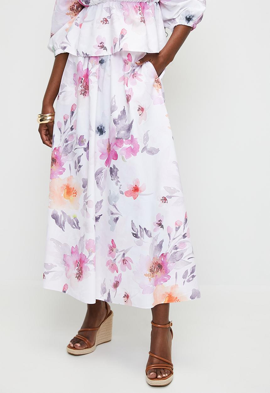 MILLA - Co-ord poplin skirt - soft sugar floral