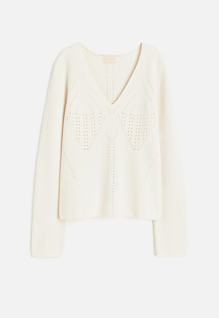 H&M - Pointelle-knit jumper - cream