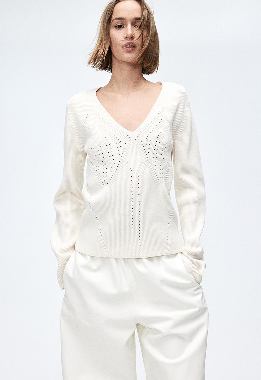 H&M - Pointelle-knit jumper - cream