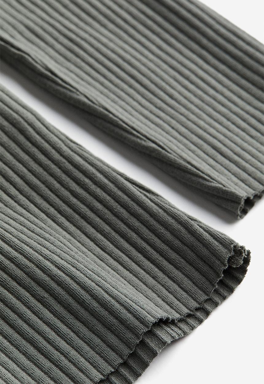 H&M - Ribbed square-neck top - dark khaki green