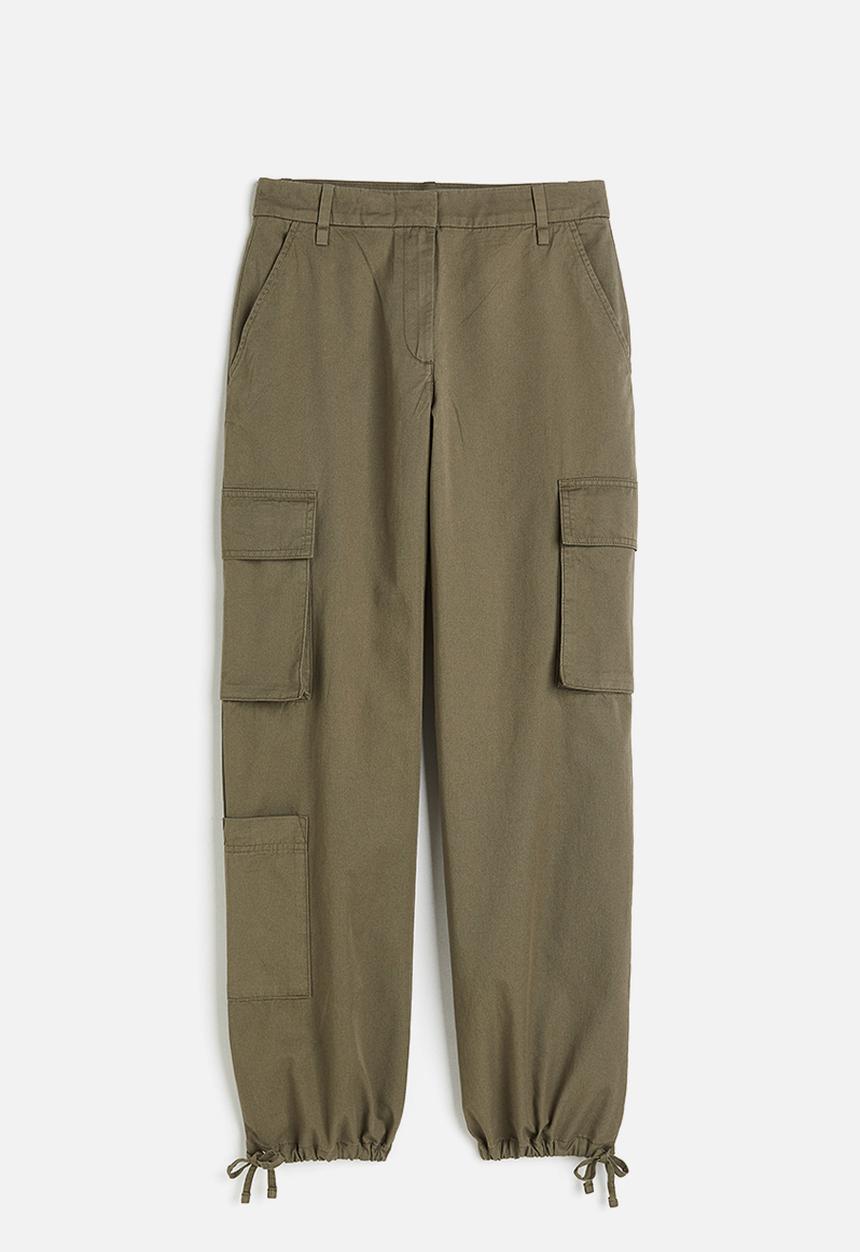 H&M - Twill cargo trousers - dark khaki green
