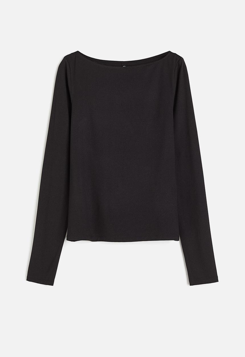 H&M - Boat-neck jersey top - black