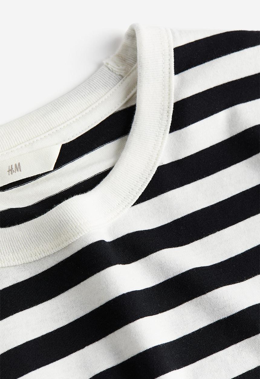 H&M - Cotton jersey top - white & black striped