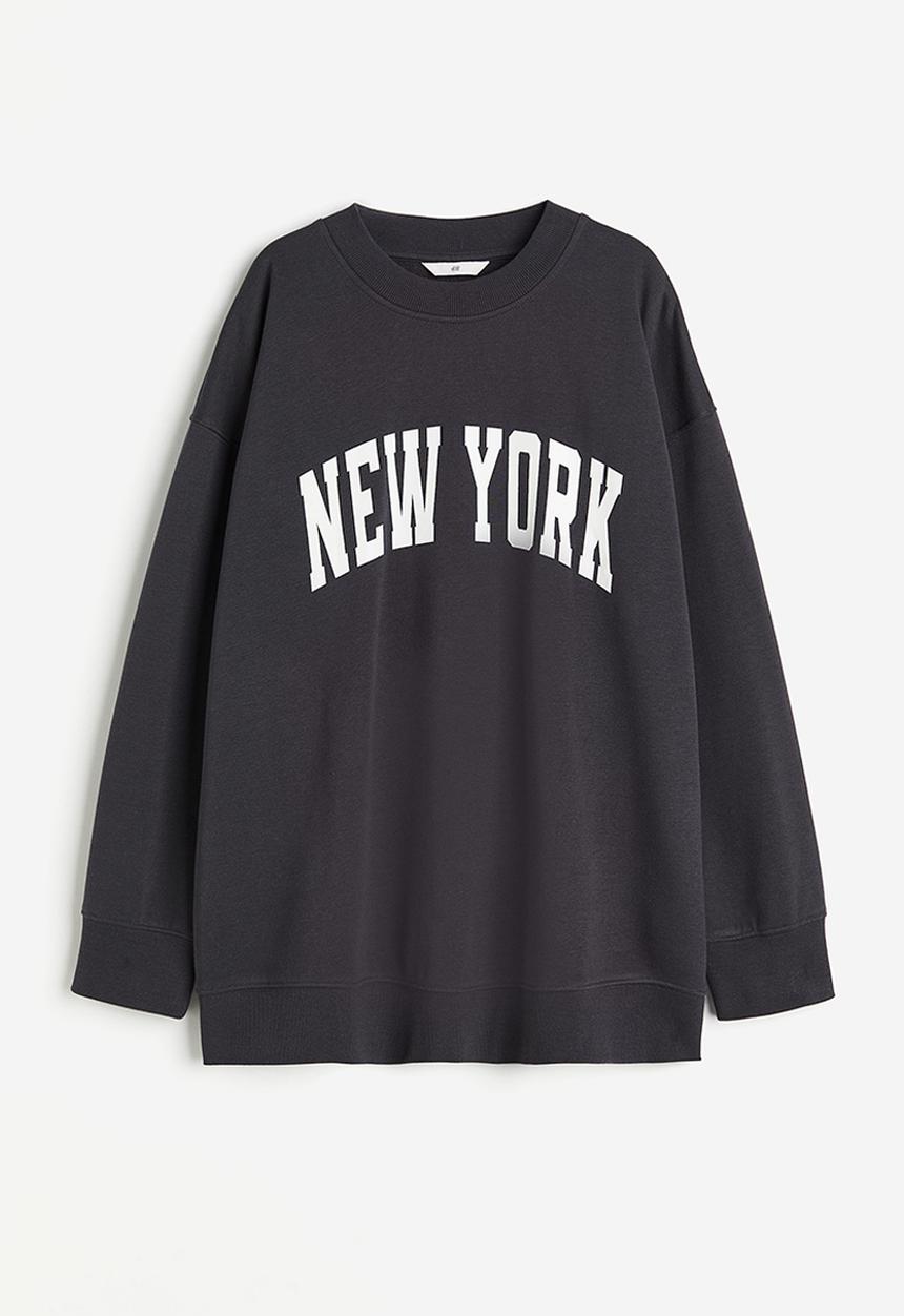 H&M - Printed sweatshirt -  dark grey & new york