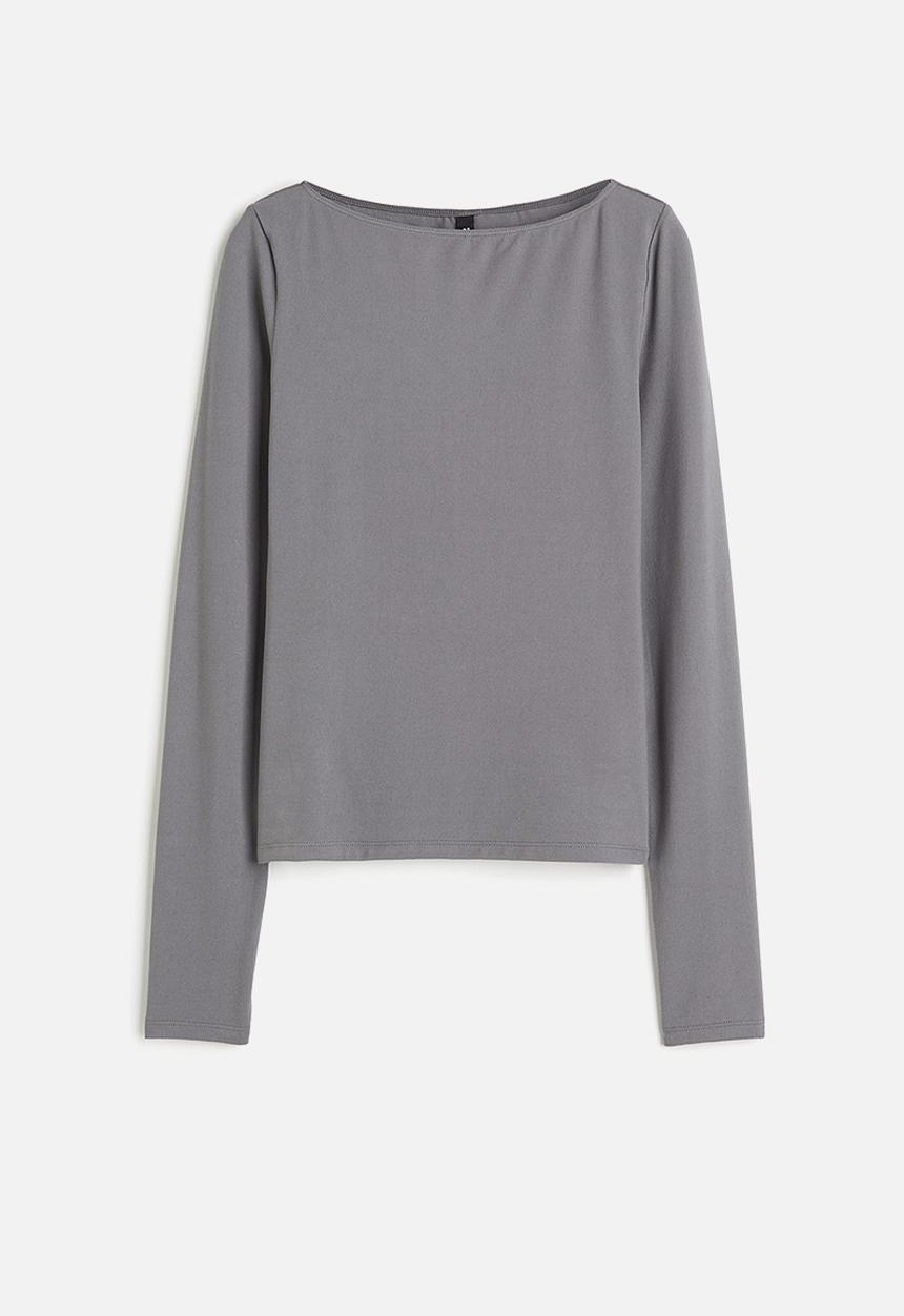 H&M - Boat-neck jersey top - dark grey