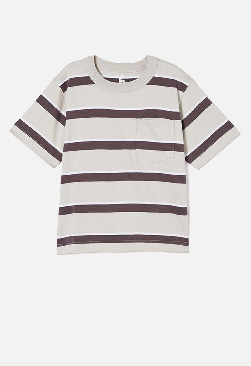 Cotton On - The essential short sleeve tee - winter grey/rabbit grey/white stripe