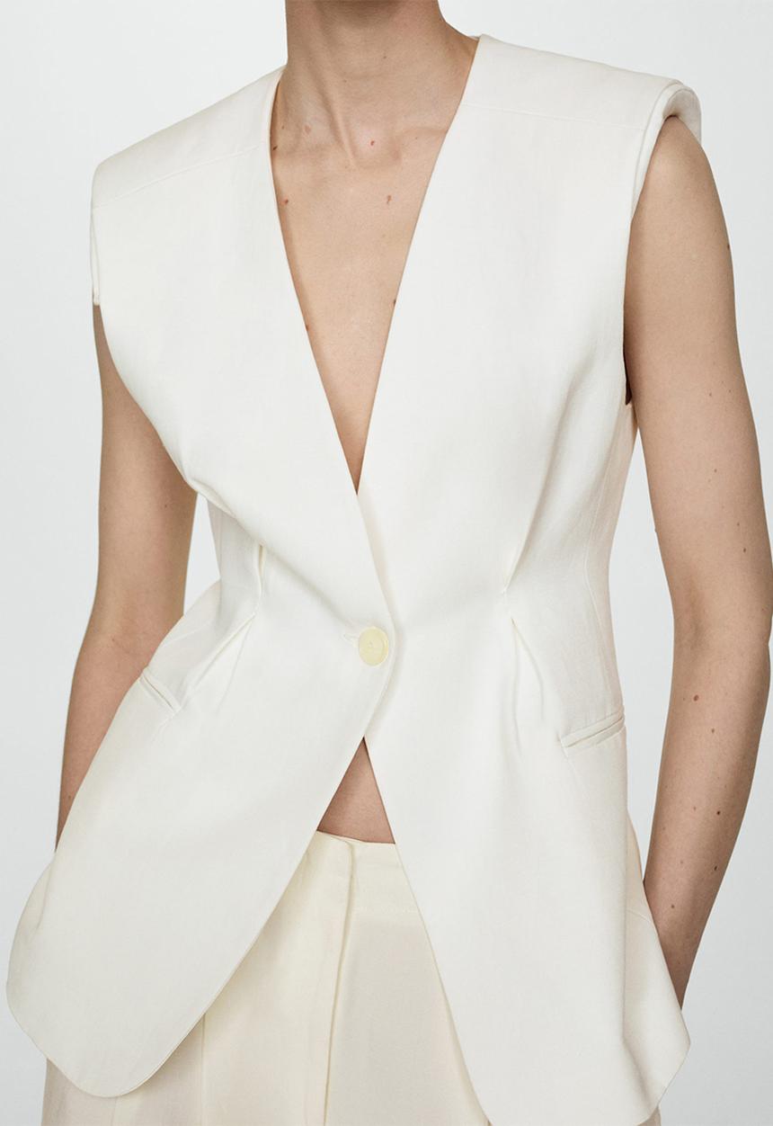 MANGO - Waistcoat Peach - White