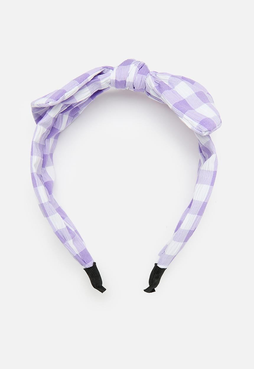 Pop Candy - Check bowknot head band-purple