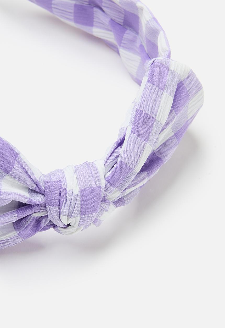 Pop Candy - Check bowknot head band-purple