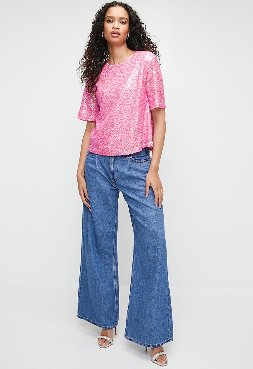 Sequin T-shirt top - sweet pink