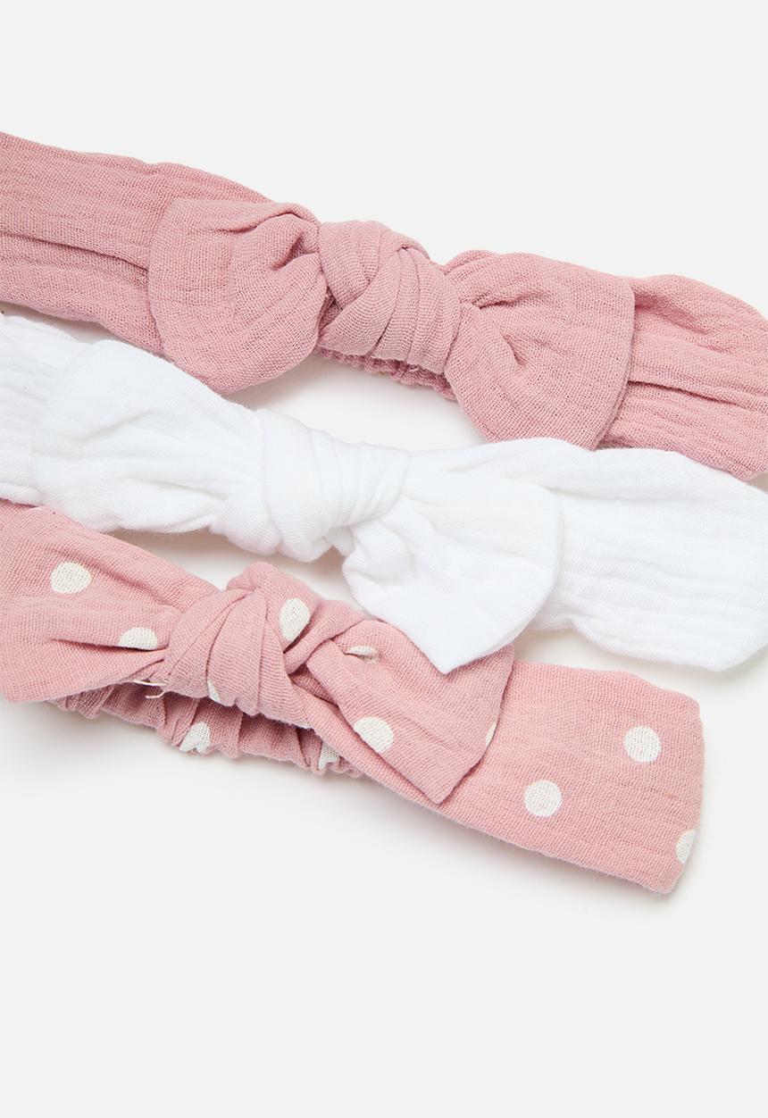 Pop Candy - 3 Piece headband set-pink & white