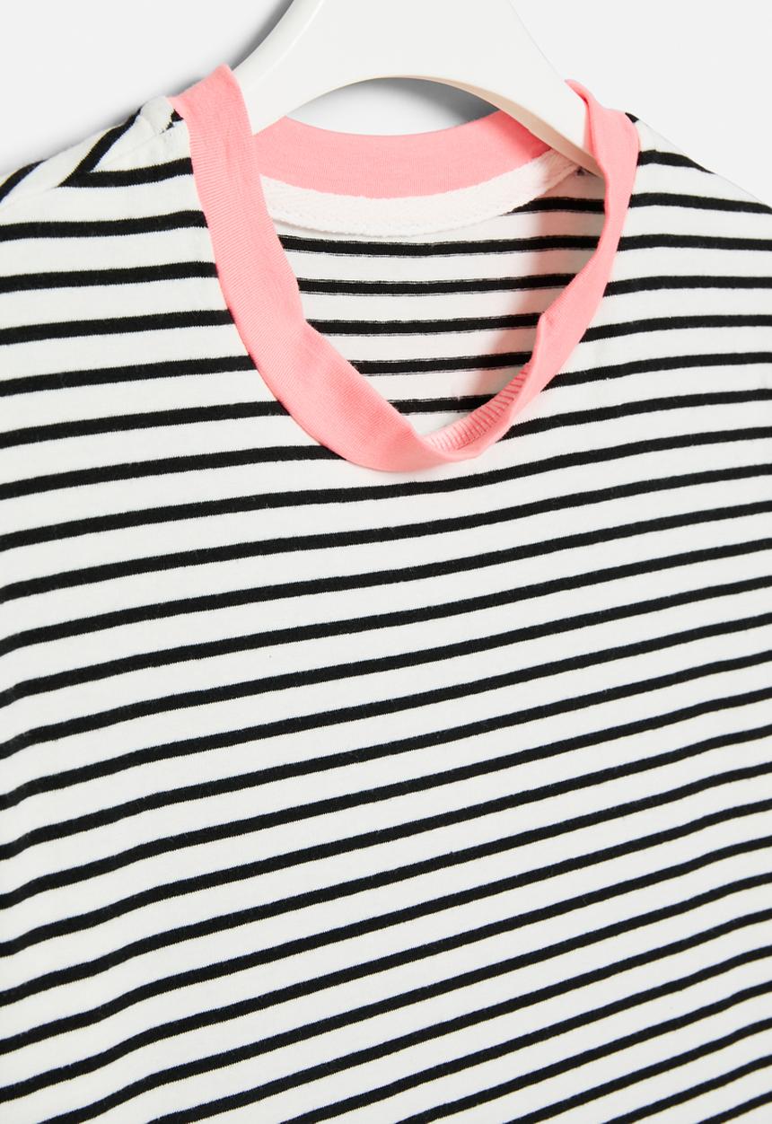 Pop Candy - Striped tee-black & white