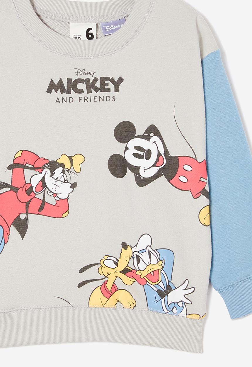 Cotton On - License felix fleece crew neck - lcn dis winter grey & dusty blue/mickey bff