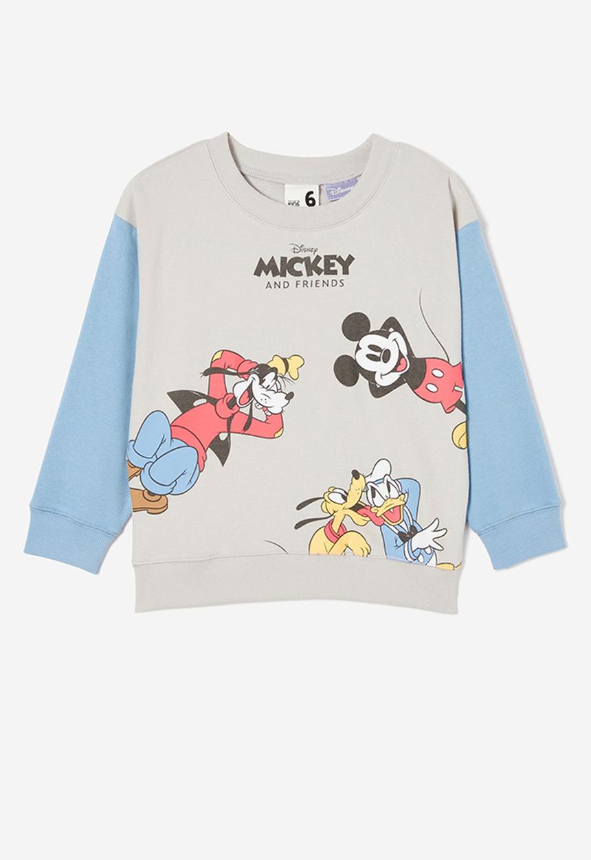 Cotton On - License felix fleece crew neck - lcn dis winter grey & dusty blue/mickey bff