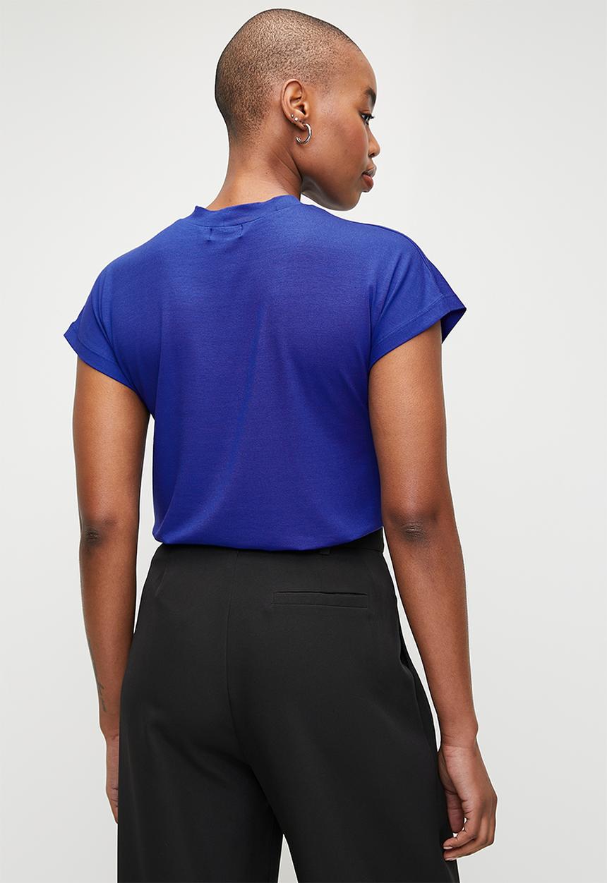 edit - High neck v/l easy T-shirt  - royal blue