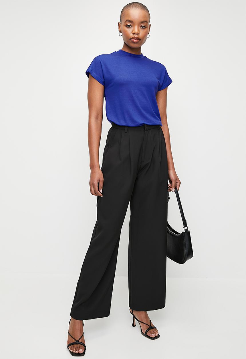edit - High neck v/l easy T-shirt  - royal blue