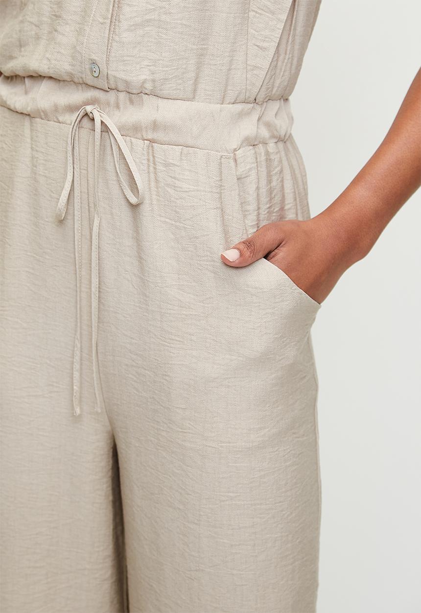 edit - Extended shoulder jumpsuit - stone