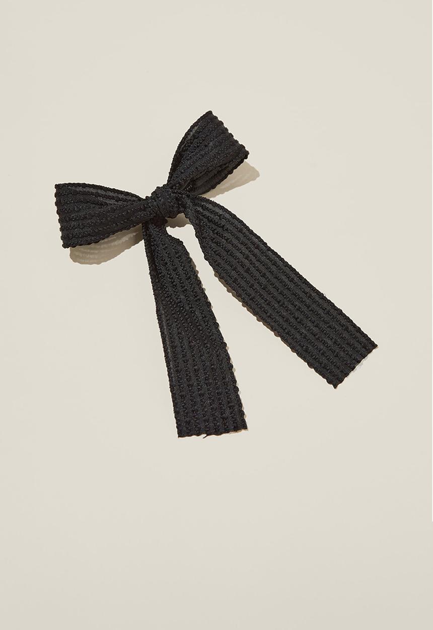 Rubi - Heidi hair bow-black sheer stripe