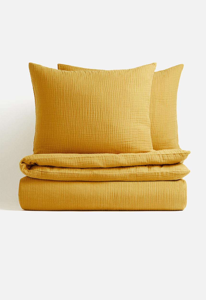 H&M - Muslin double/king duvet cover set - mustard