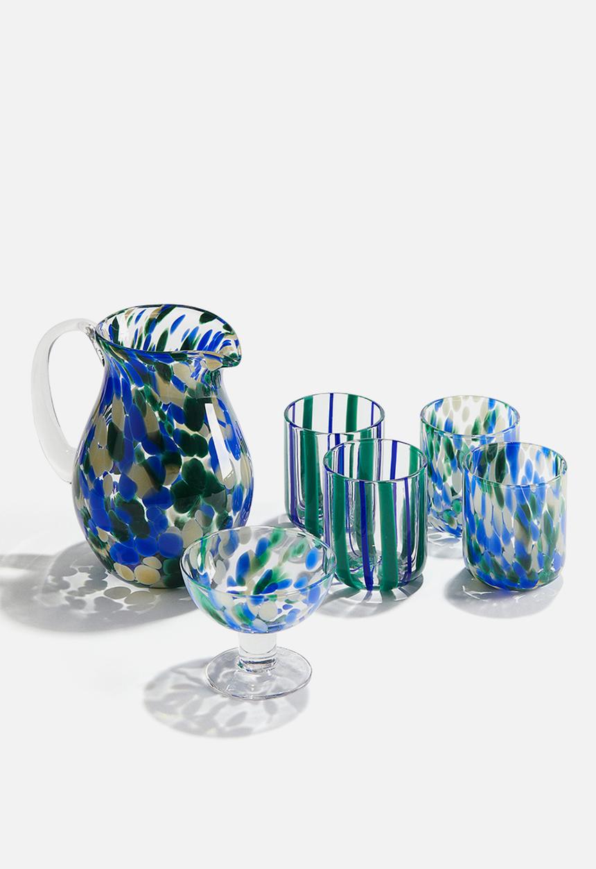 H&M - Patterned glass jug - green patterned
