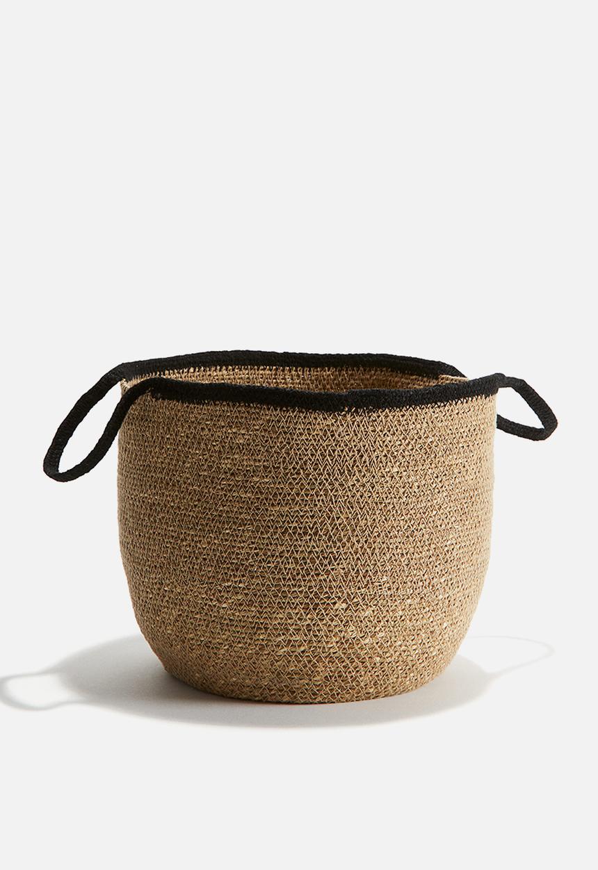 H&M - Round seagrass storage basket - brown & black