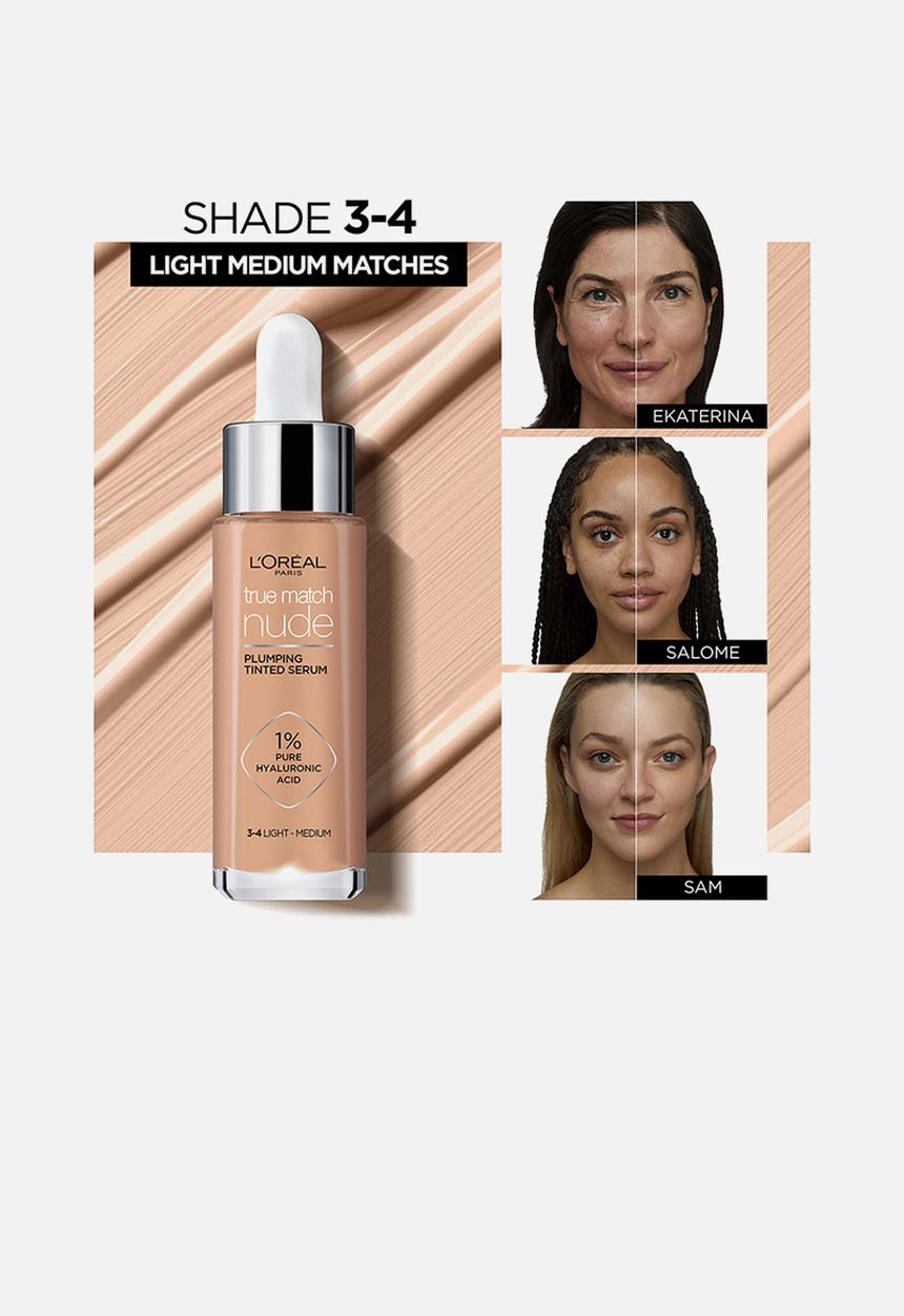 L'Oreal Paris - True Match Plumping Tinted Serum - 3-4 Light-Medium