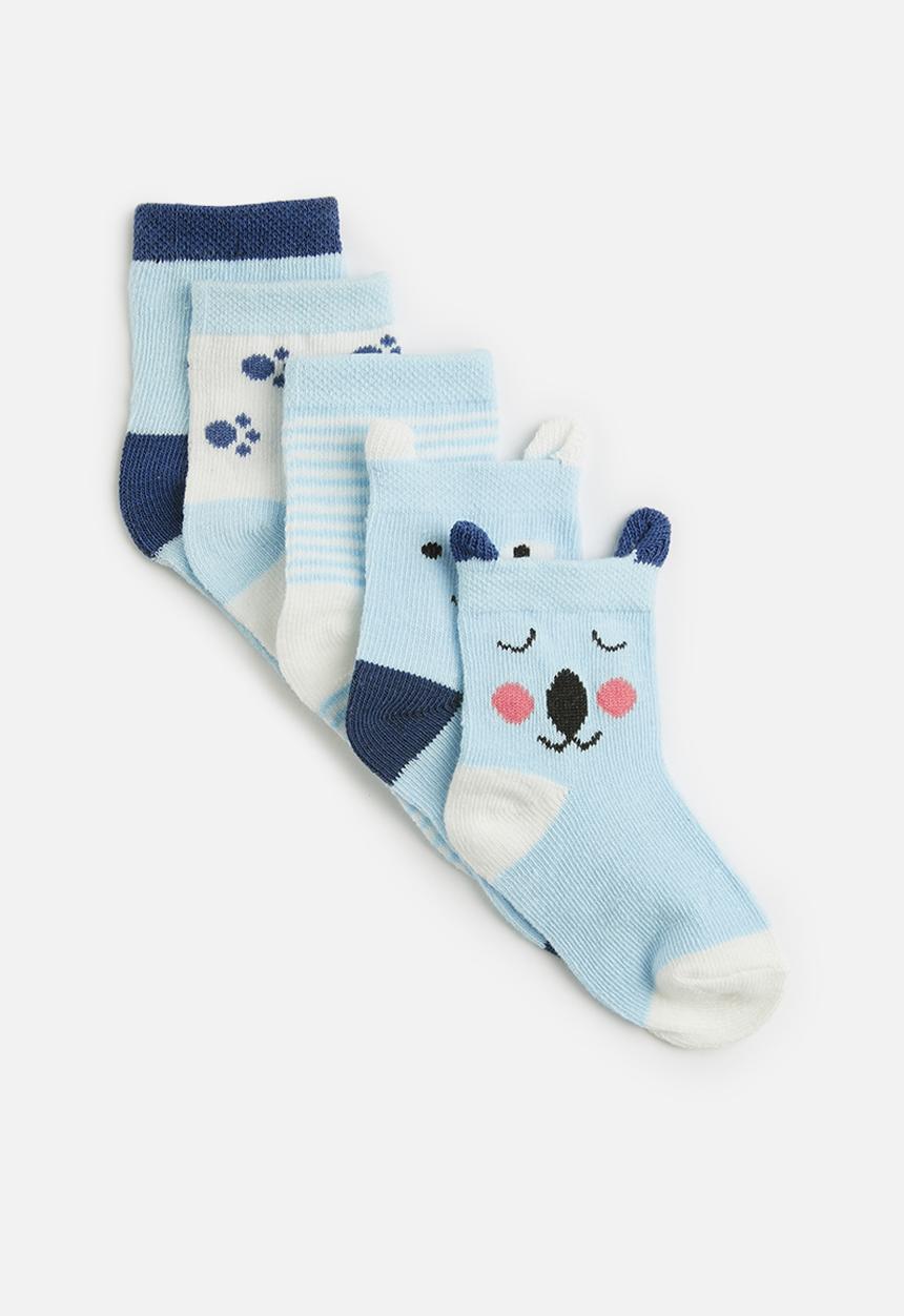 Pop Candy - 5 Piece printed sock set - light blue