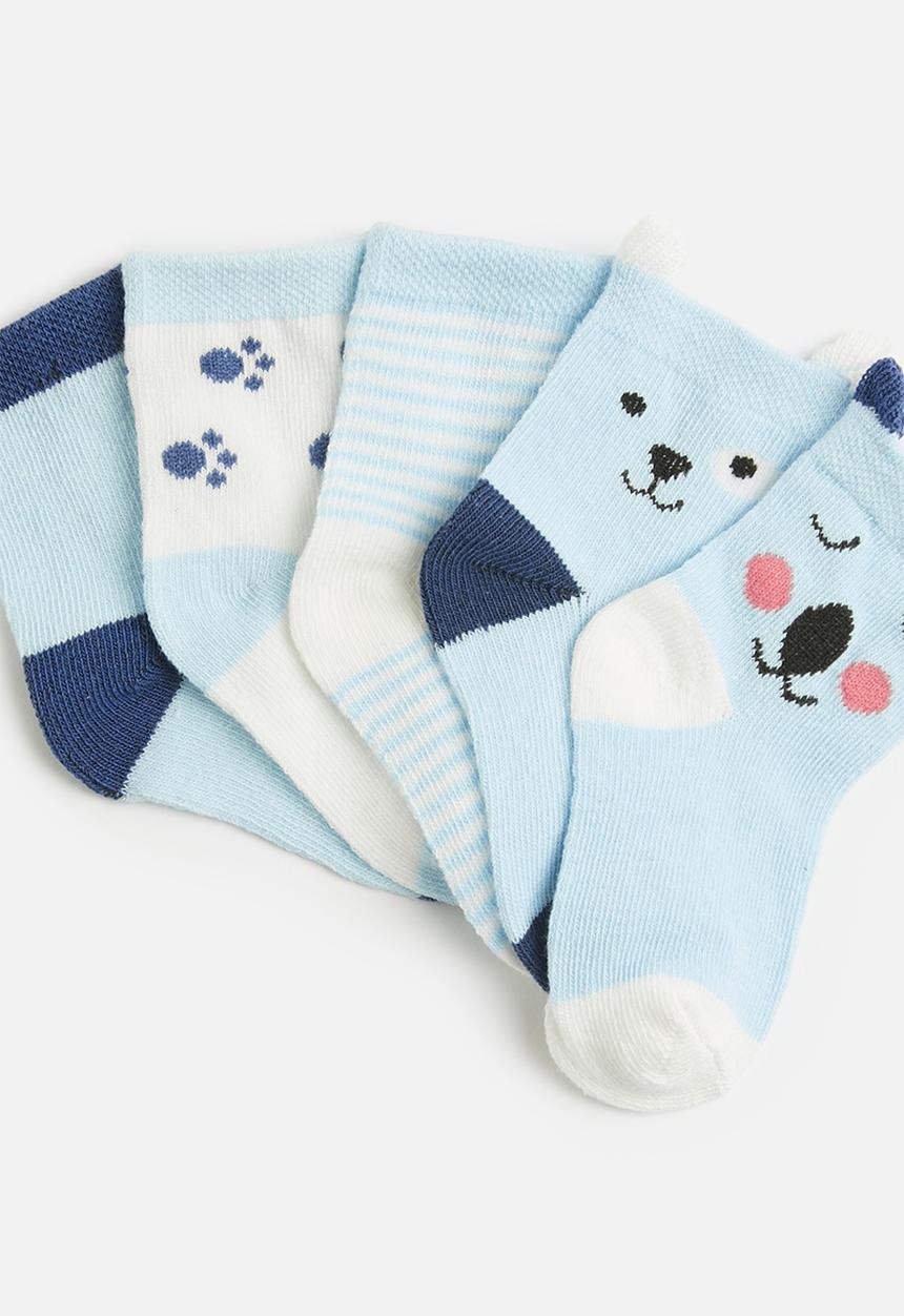Pop Candy - 5 Piece printed sock set - light blue