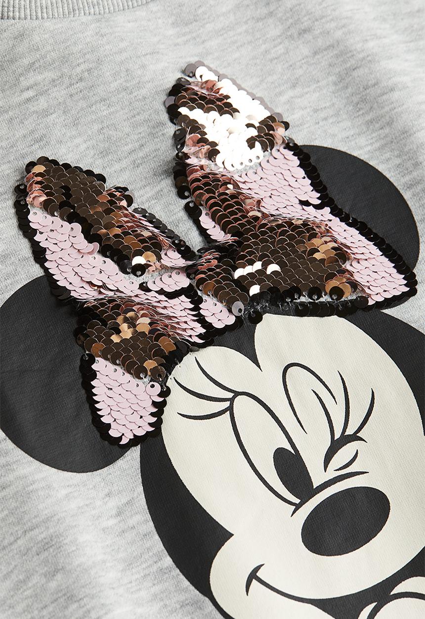 H&M - Printed sweatshirt - light grey marl minnie mouse 