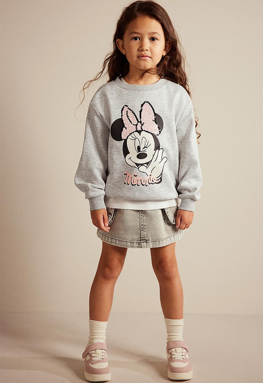 H&M - Printed sweatshirt - light grey marl minnie mouse 