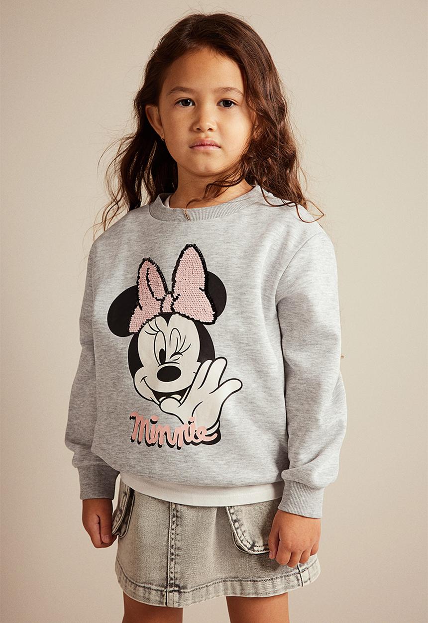 H&M - Printed sweatshirt - light grey marl minnie mouse 