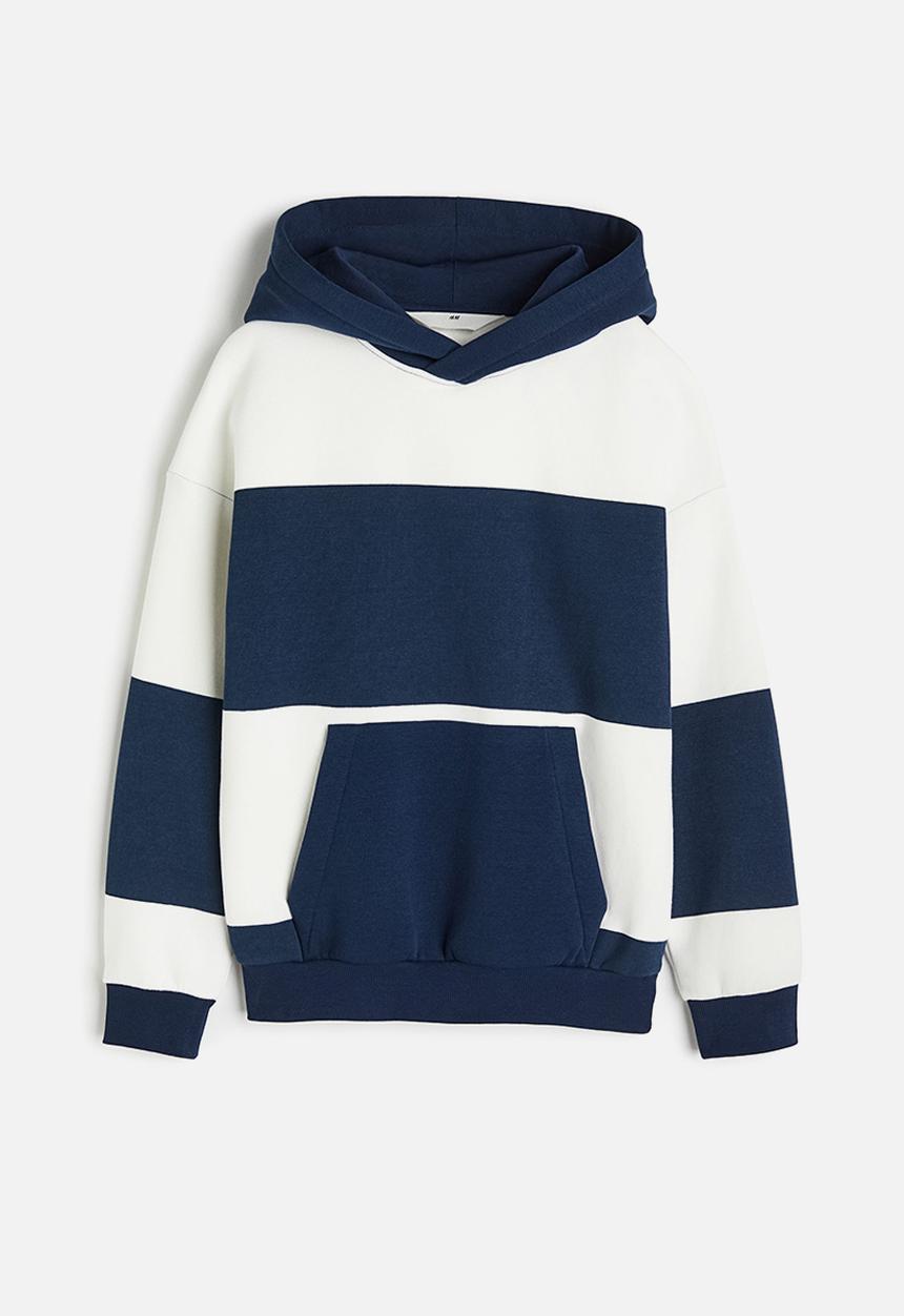 H&M - Patterned hoodie - dark blue block-coloured 