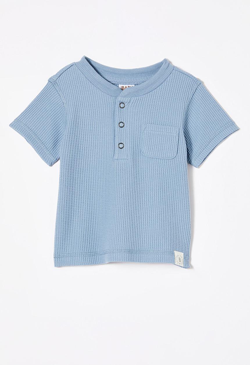 Cotton On - Magnus short sleeve placket top - dusty blue