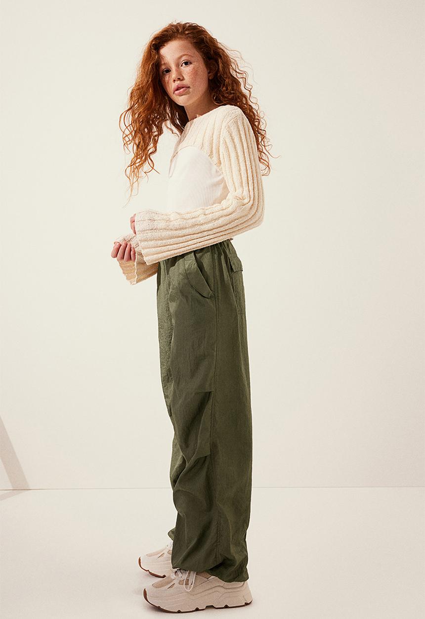H&M - Parachute trousers - dark khaki green