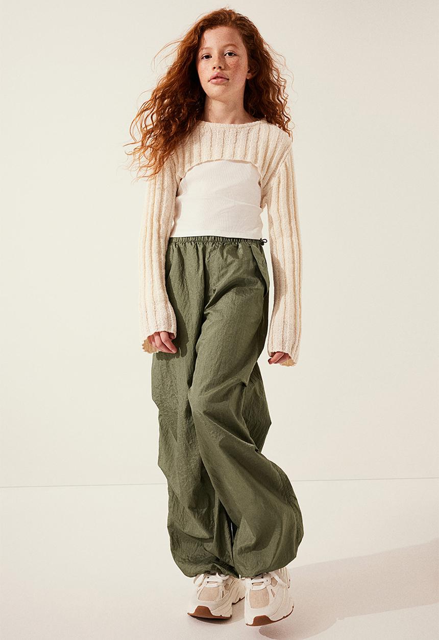 H&M - Parachute trousers - dark khaki green