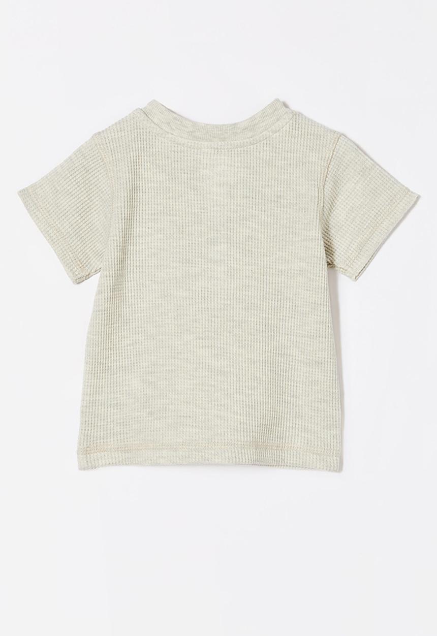 Cotton On - Magnus short sleeve placket top - oatmeal marle