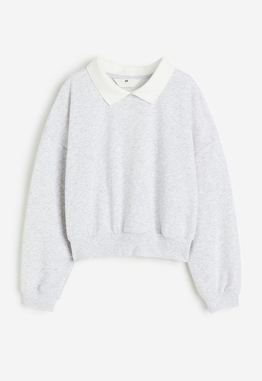 H&M - Collared sweatshirt - light grey marl