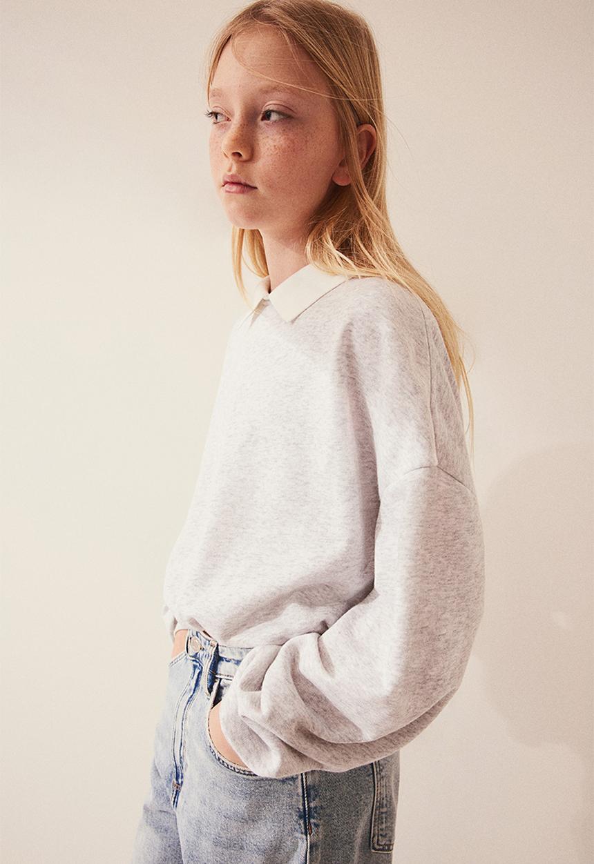H&M - Collared sweatshirt - light grey marl