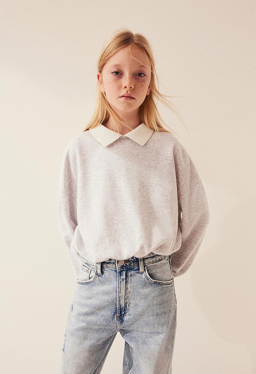 H&M - Collared sweatshirt - light grey marl