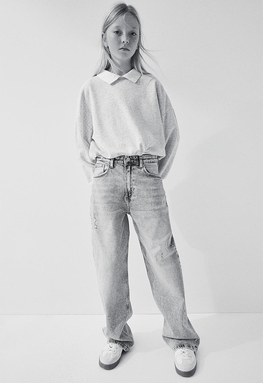 H&M - Collared sweatshirt - light grey marl