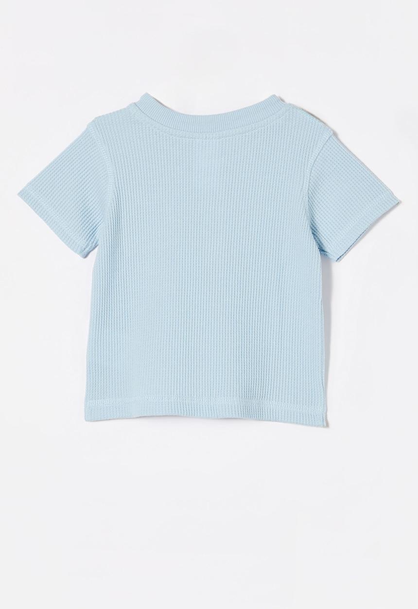 Cotton On - Magnus short sleeve placket top - frosty blue