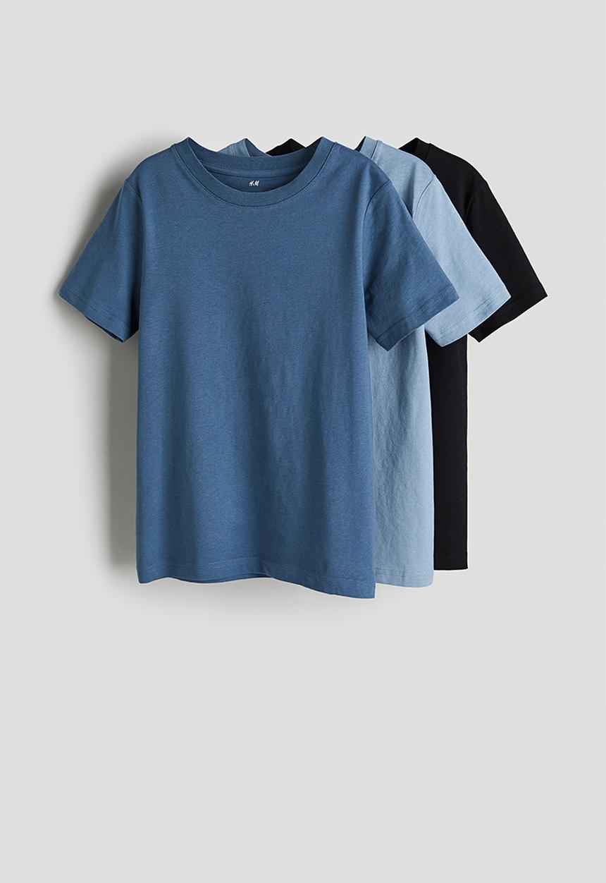 H&M - 3-Pack T-shirts - blue & black